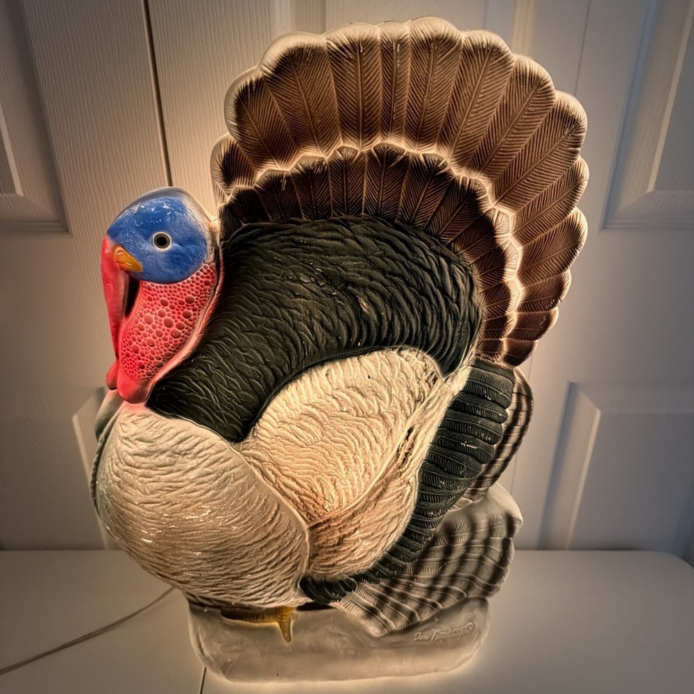 Vintage Don Featherstone Thanksgiving Turkey Blow Mold Union Products W/ CORD